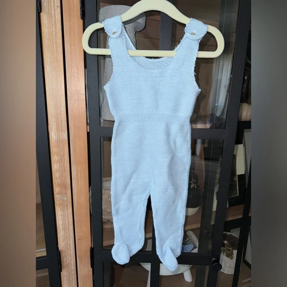 Bout’chou France footies Knit Baby Romper boy Overalls Vintage pointelle newborn